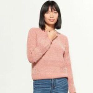 Pink Rose French Apricot Fuzzy Long Hair Sweater Teddy
